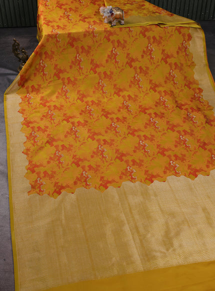 Mustard Yellow Banarasi Tanchoi Silk Saree
