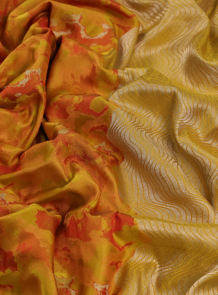 Mustard Yellow Banarasi Tanchoi Silk Saree