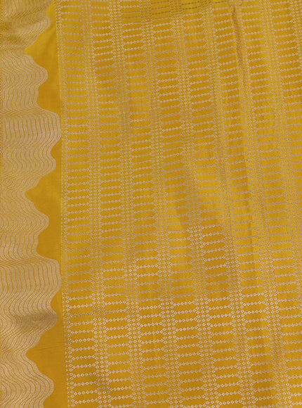 Mustard Yellow Banarasi Tanchoi Silk Saree