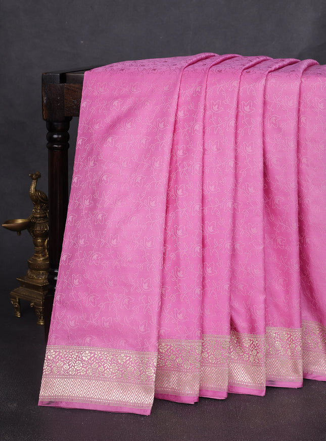 Pink Banarasi Tanchoi Silk Saree
