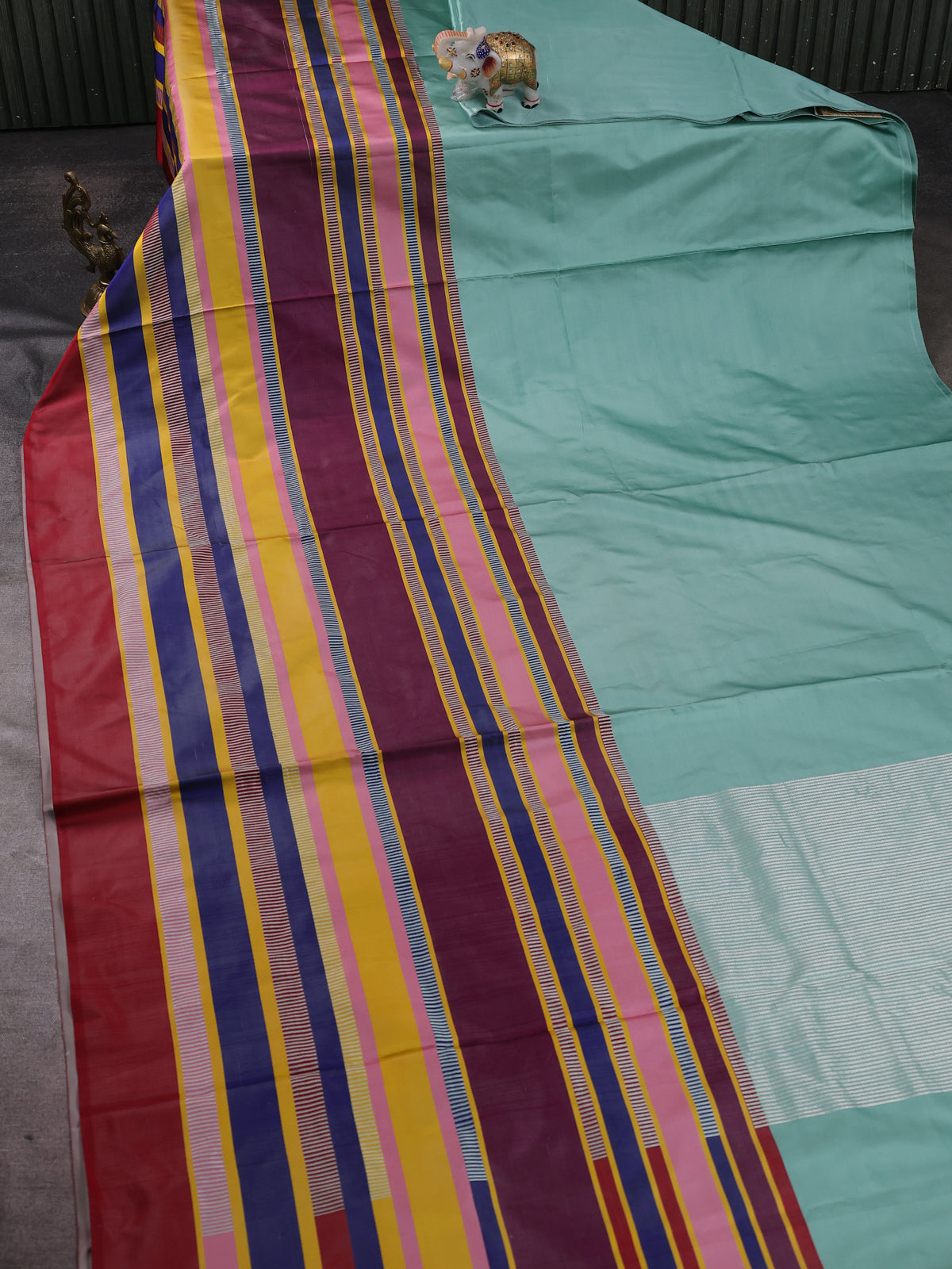 Mint Green - Multi Colour Banarasi Tanchoi Silk Saree