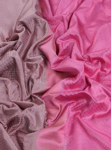 Pastel Brown - Pink Banarasi Tanchoi Silk Saree