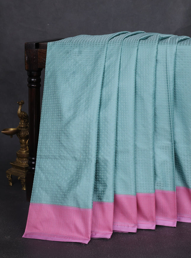 Teal Blue - Lotus Pink Banarasi Tanchoi Silk Saree