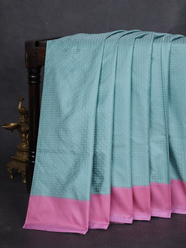 Teal Blue - Lotus Pink Banarasi Tanchoi Silk Saree