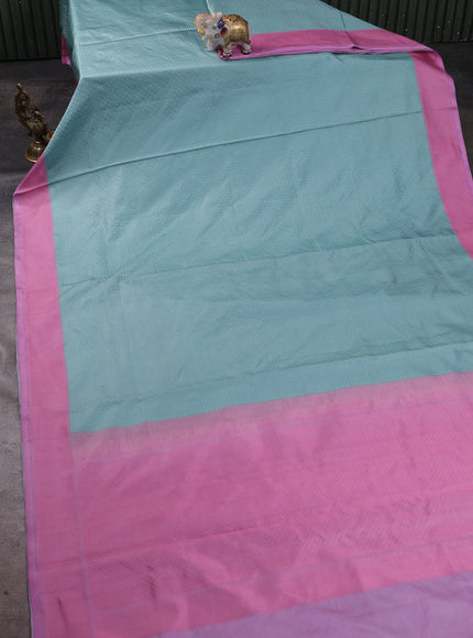Teal Blue - Lotus Pink Banarasi Tanchoi Silk Saree