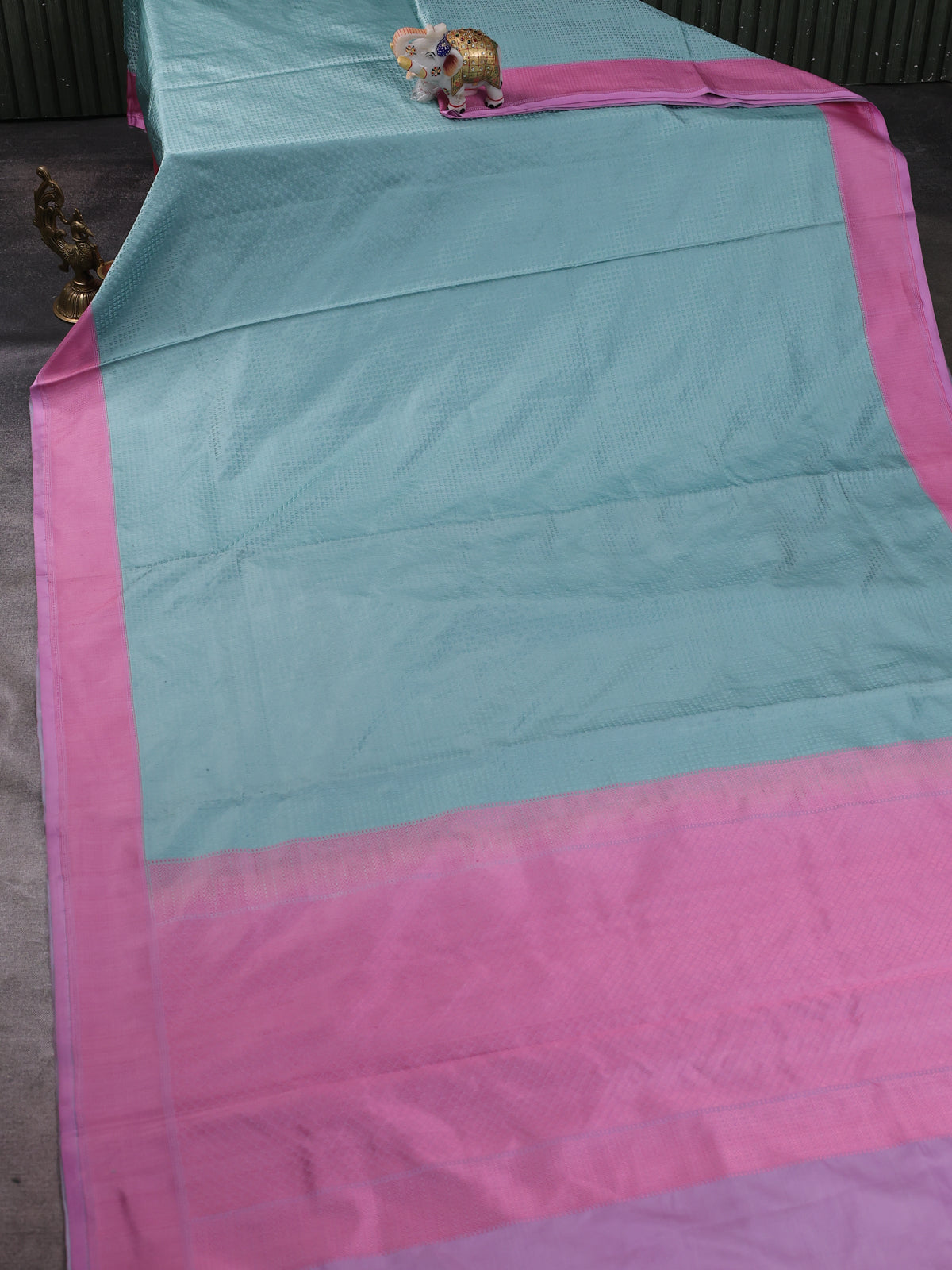 Teal Blue - Lotus Pink Banarasi Tanchoi Silk Saree