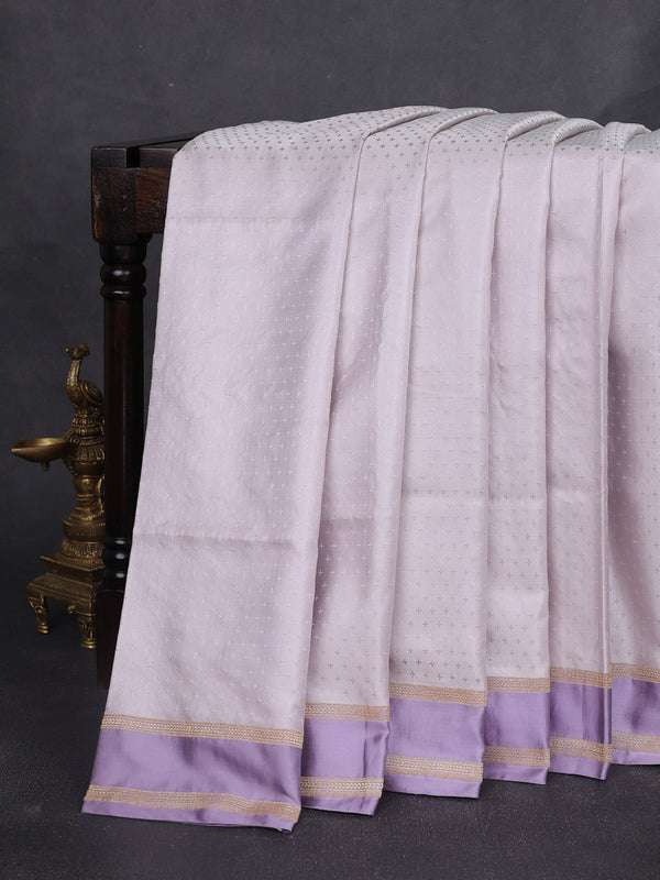 Pastel Grey - Lilac Colour Banarasi Tanchoi Silk Saree