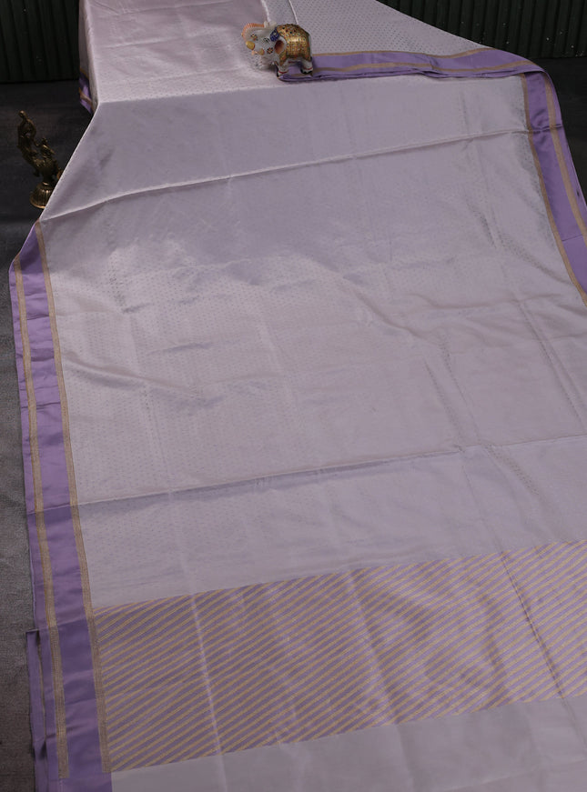 Pastel Grey - Lilac Colour Banarasi Tanchoi Silk Saree