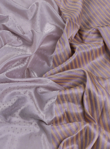 Pastel Grey - Lilac Colour Banarasi Tanchoi Silk Saree