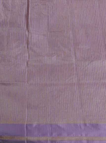 Pastel Grey - Lilac Colour Banarasi Tanchoi Silk Saree
