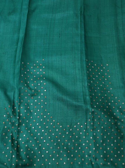 Green - Teal Green Tussar Embroidery Silk Saree