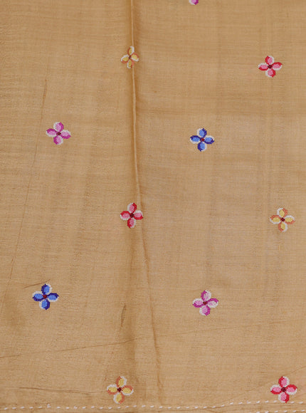Sandal Tussar Embroidery Silk Saree