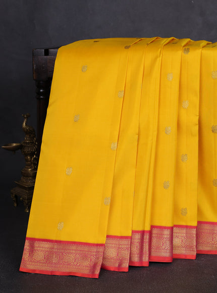 Yellow - Orange Pure Kanchipuram Silk Saree