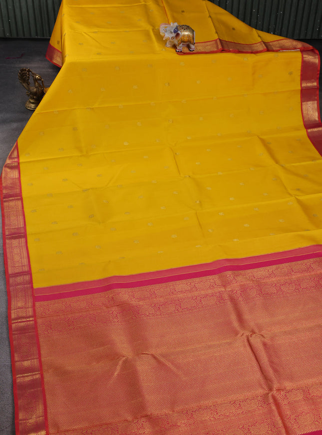 Yellow - Orange Pure Kanchipuram Silk Saree