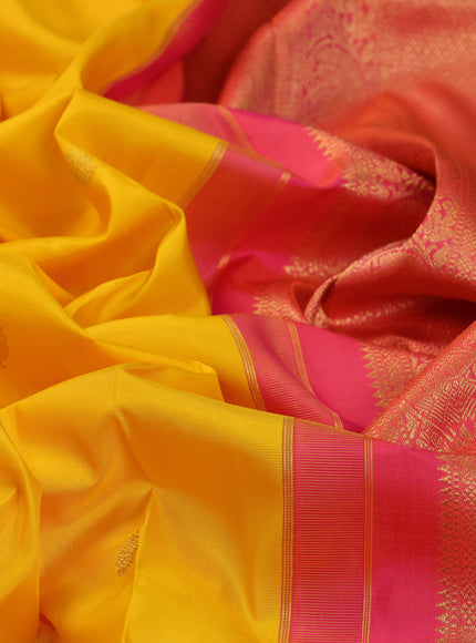Yellow - Orange Pure Kanchipuram Silk Saree