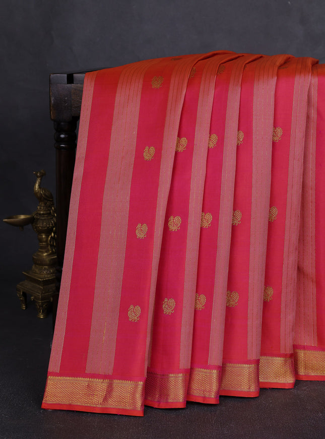 Dual Tone Pink Pure Kanchipuram Silk Saree