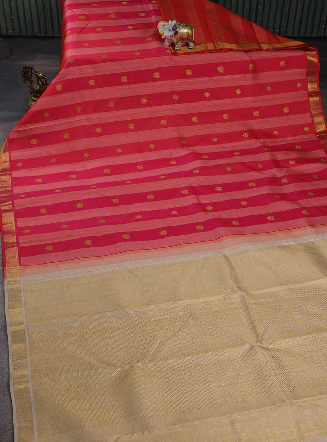 Dual Tone Pink Pure Kanchipuram Silk Saree