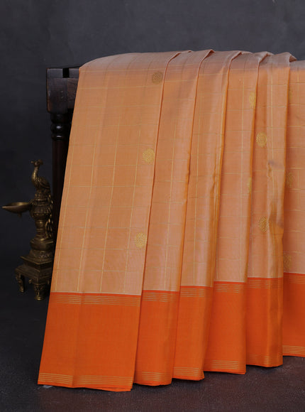 Golden Yellow - Orange Pure Kanchipuram Silk Saree