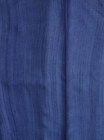 Teal Green - Blue Printed Tussar Silk Saree