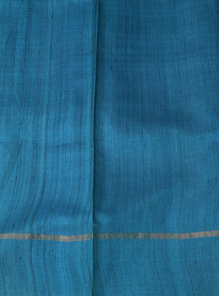 Light Green - Cs Blue Printed Tussar Silk Saree