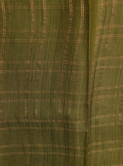 Mehendi Green Printed Tussar Silk Saree