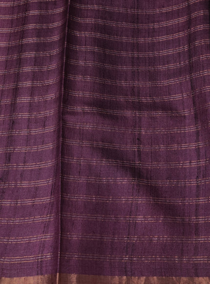 Wine Printed Tussar Silk Saree