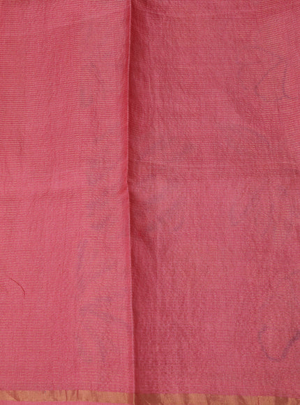 Dusty Pink Printed Tussar Silk Saree