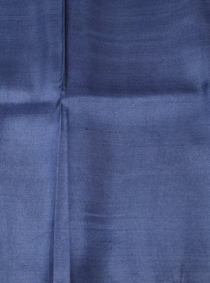 Denim Blue Printed Tussar Silk Saree