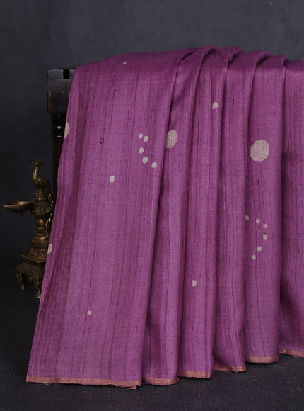 Lavender Printed Tussar Silk Saree