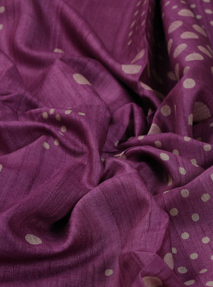 Lavender Printed Tussar Silk Saree