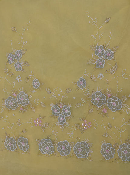Yellow Organza Embroidery Saree