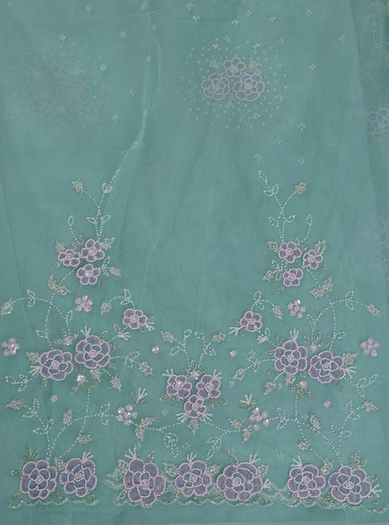 Teal Blue Organza Embroidery Saree