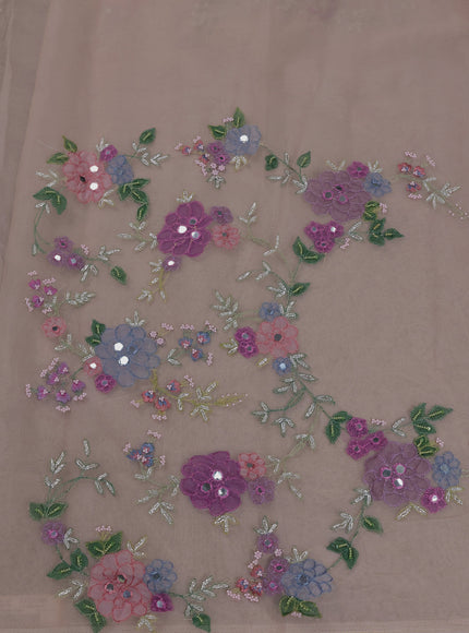 Beige Organza Embroidery Saree