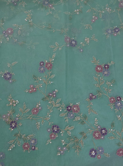 Teal Organza Embroidery Saree
