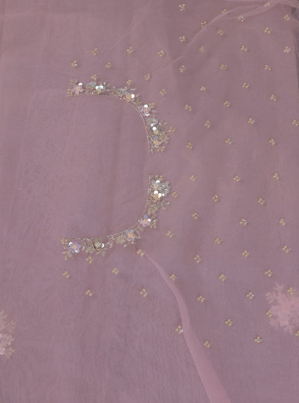 Light Pink Organza Embroidery Saree