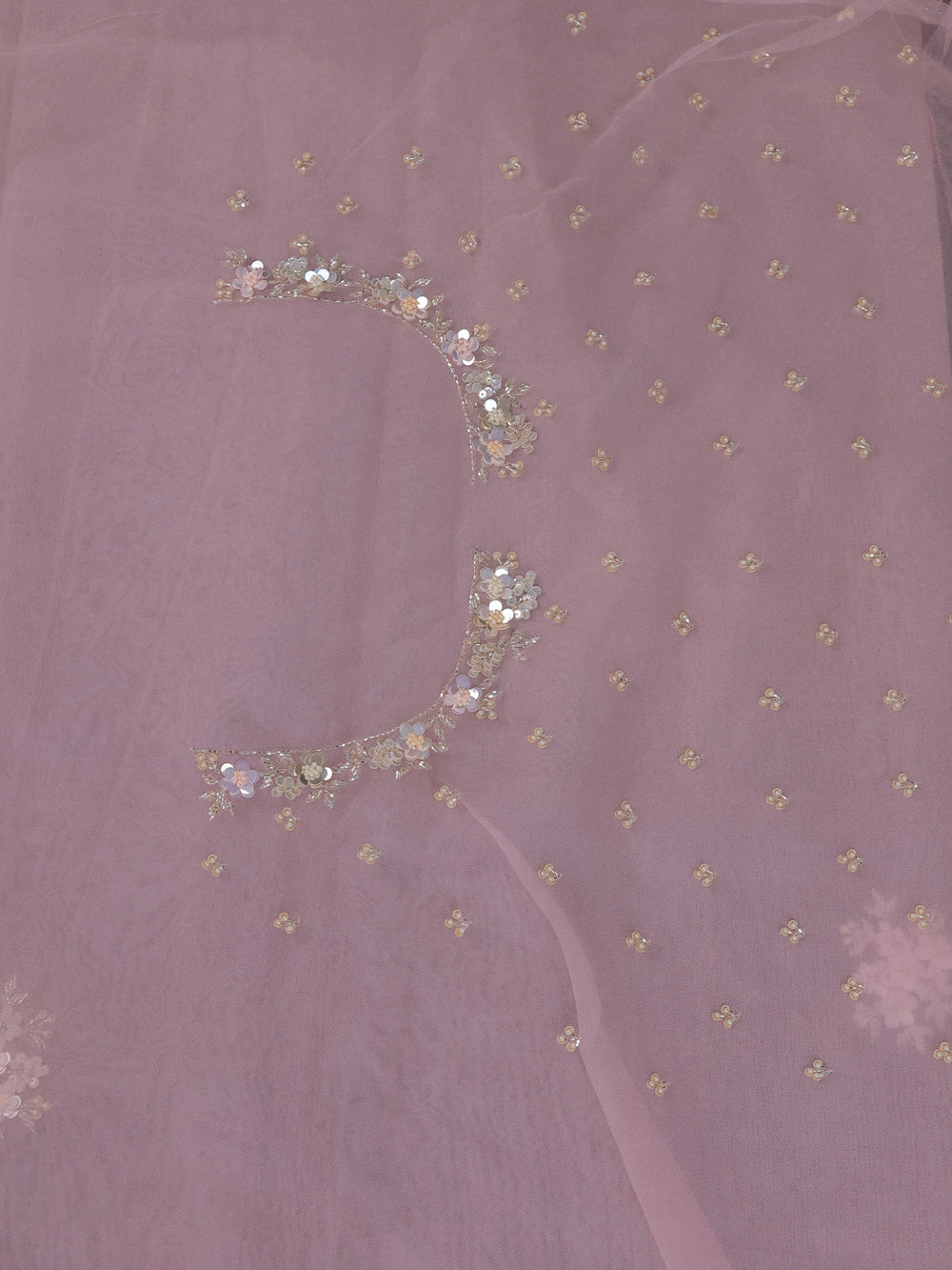 Light Pink Organza Embroidery Saree