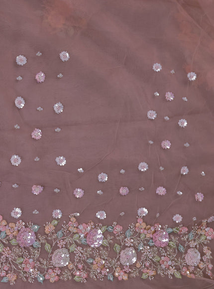 Peach Organza Embroidery Saree