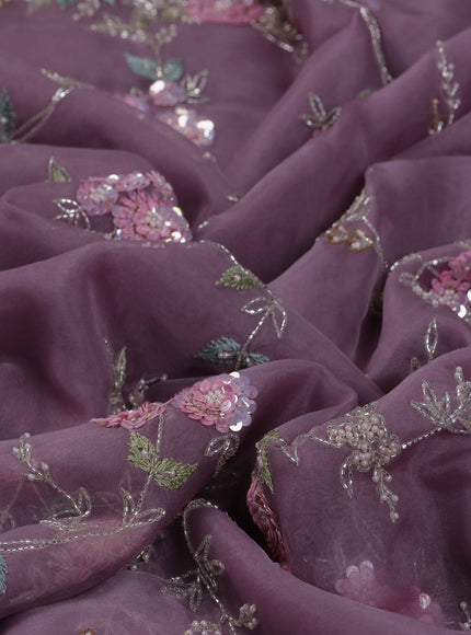 Lavender Organza Embroidery Saree
