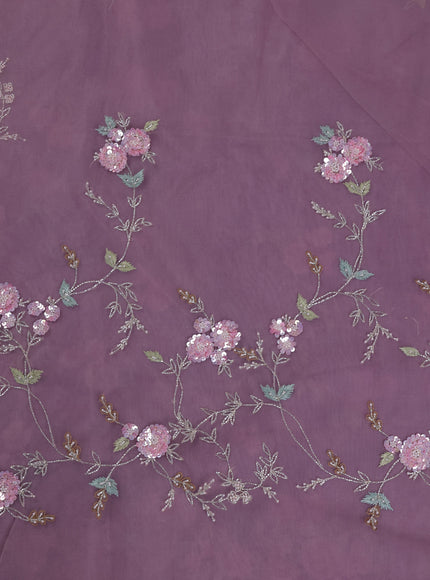 Lavender Organza Embroidery Saree