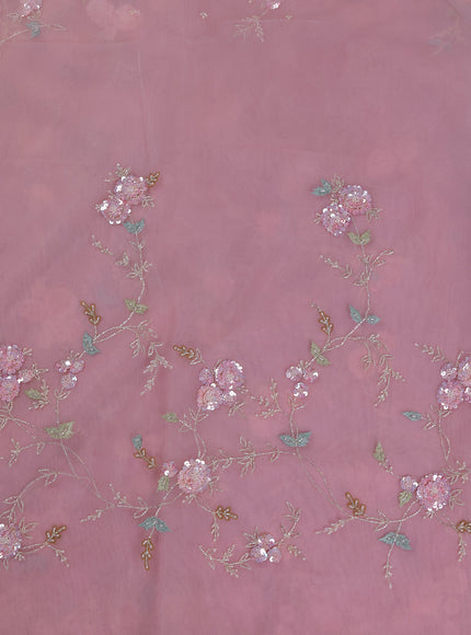 Light Pink Organza Embroidery Saree