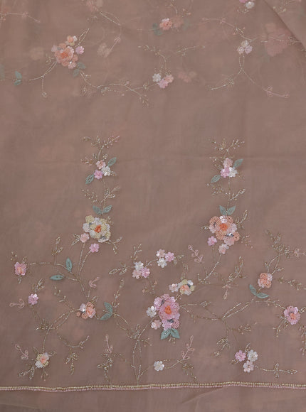 Beige Organza Embroidery Saree