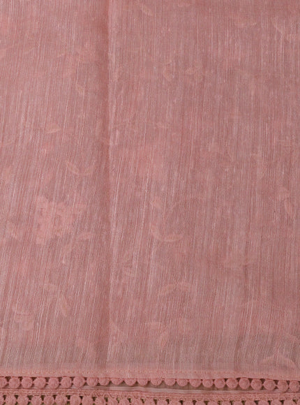 Peach Organza Embroidery Saree