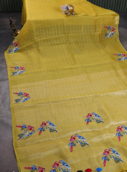 Yellow Organza Embroidery Saree
