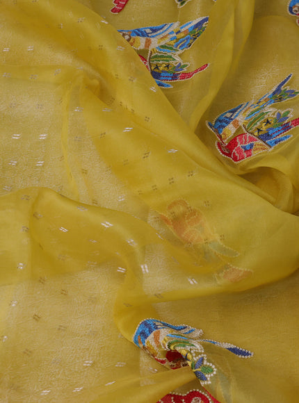Yellow Organza Embroidery Saree