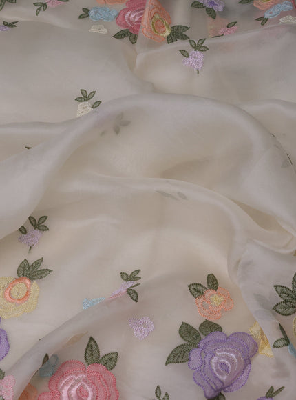 Off White Organza Embroidery Saree