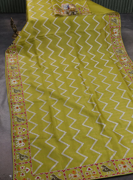 Lime Green Organza Embroidery Saree