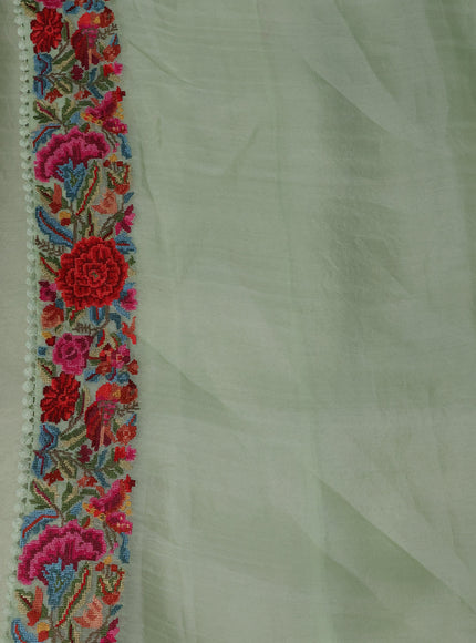 Pista Green Organza Embroidery Saree