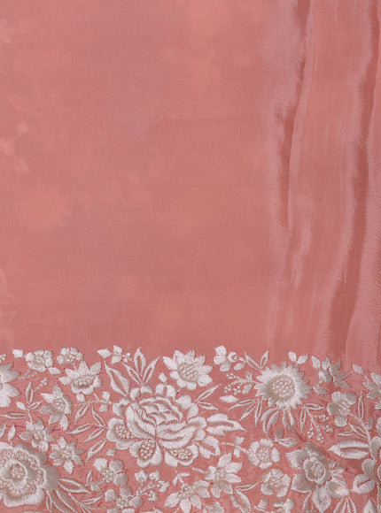 Peach Organza Embroidery Saree