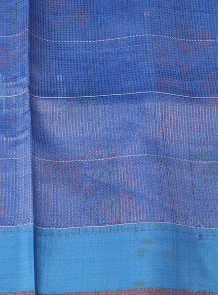 Indigo Blue - Firozi Blue Chanderi Printed Saree