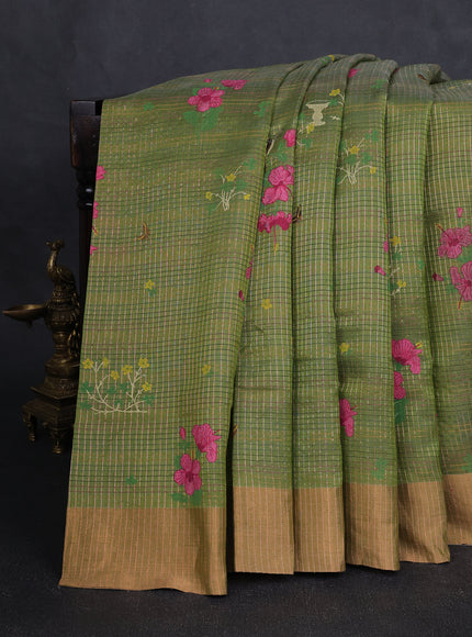 Green Chanderi Printed Saree
